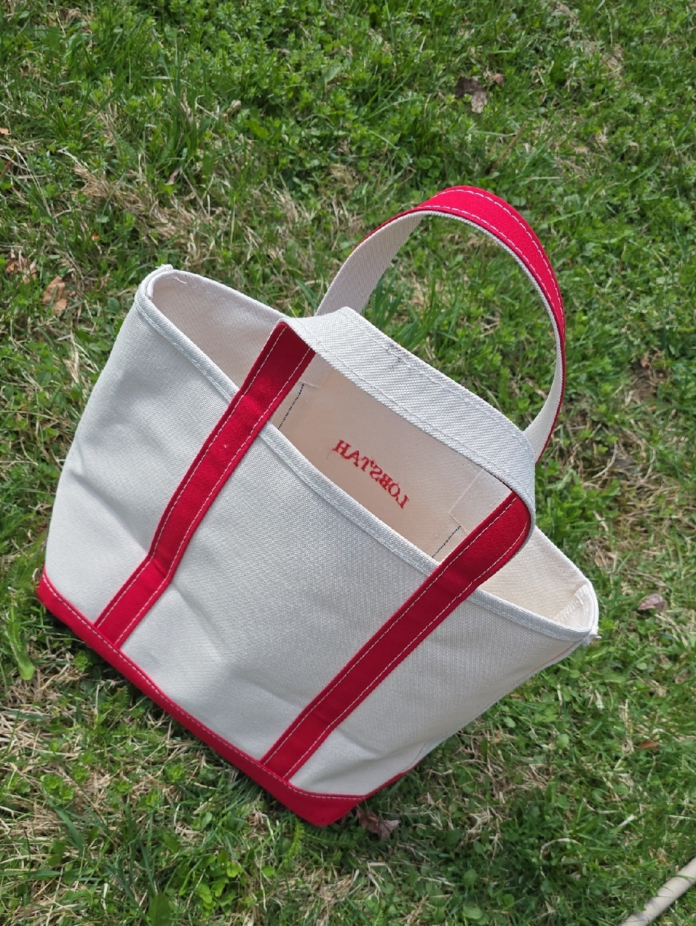 🦞 LOBSTAH Custom Logo LL Bean Canvas Boat Tote Bag Red - Medium NEw - Picture 3 of 4